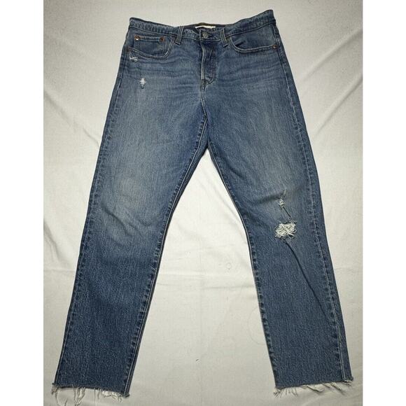 Levi's Womens Distressed Wedgie Tapered Leg Button Fly Blue Jeans - Size 31x27.5 - Picture 1 of 8